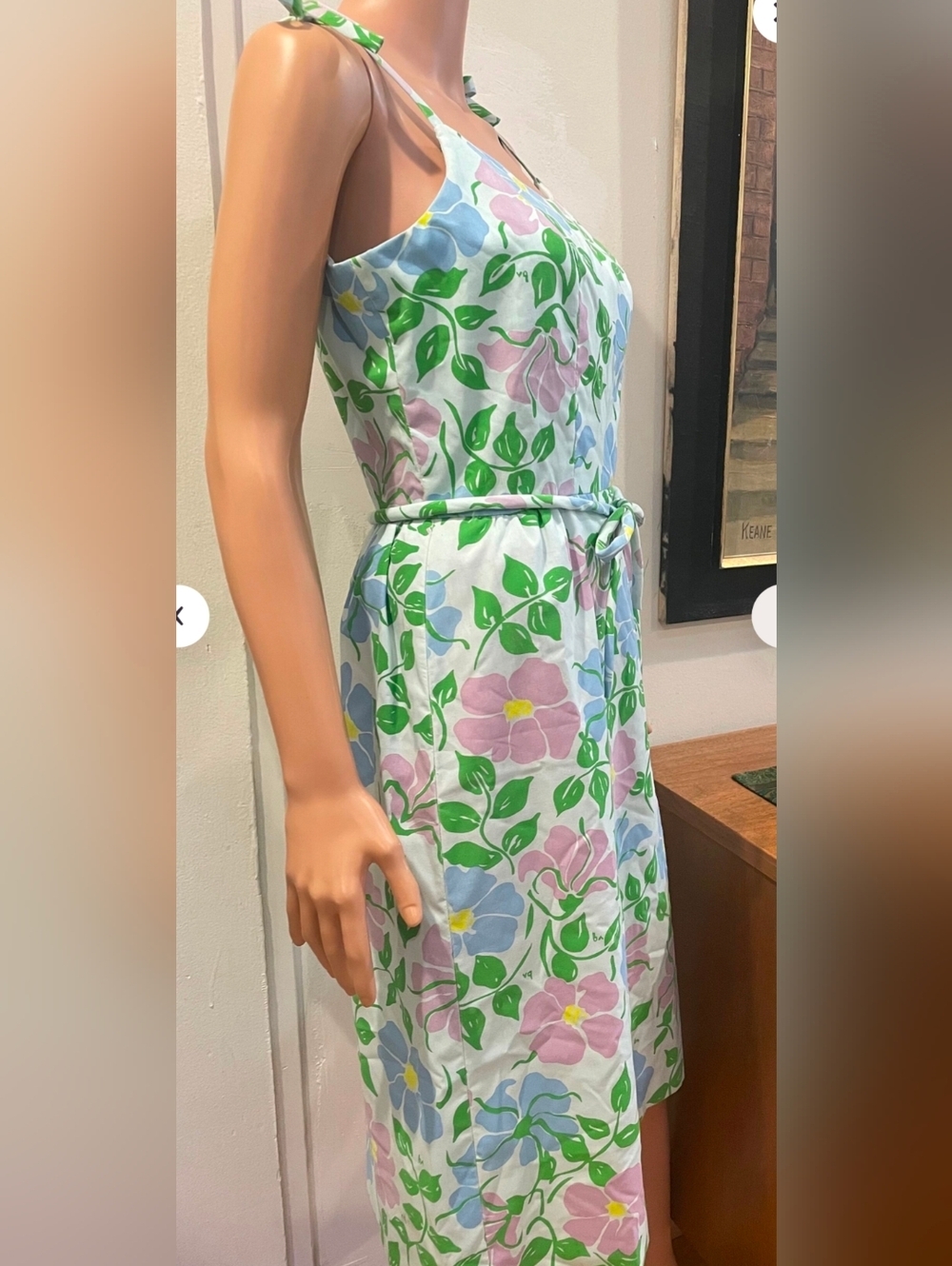 Vintage THE VESTED GENTRESS Floral Hand Screened Poly Cotton Dress Sz 12 NWT - Picture 4 of 15